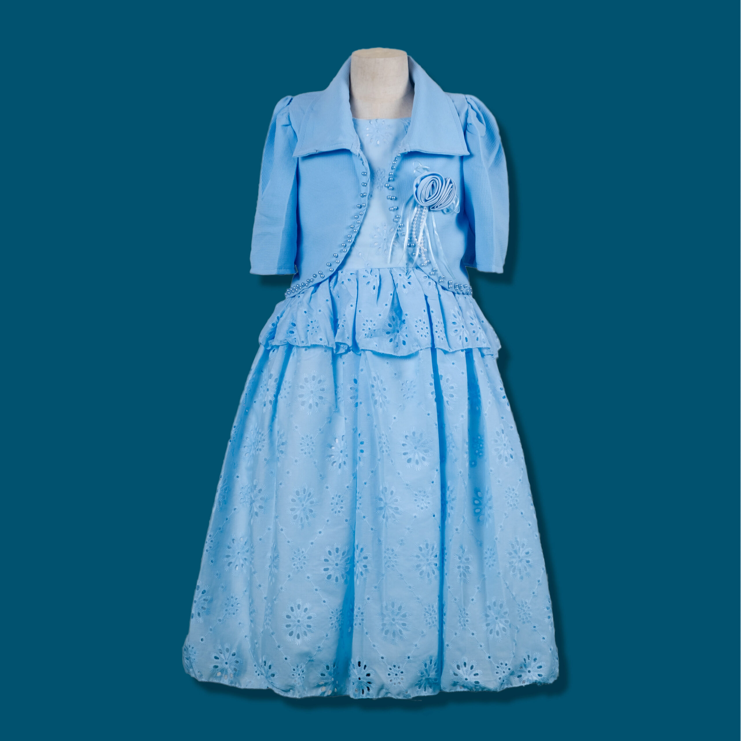 Sky Blue Eyelet Bolero Set