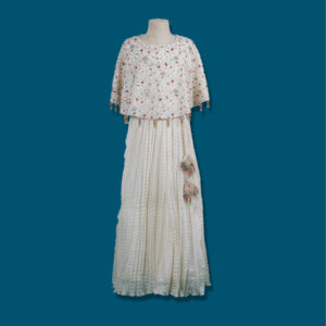 Ivory Floral Cape Lehenga