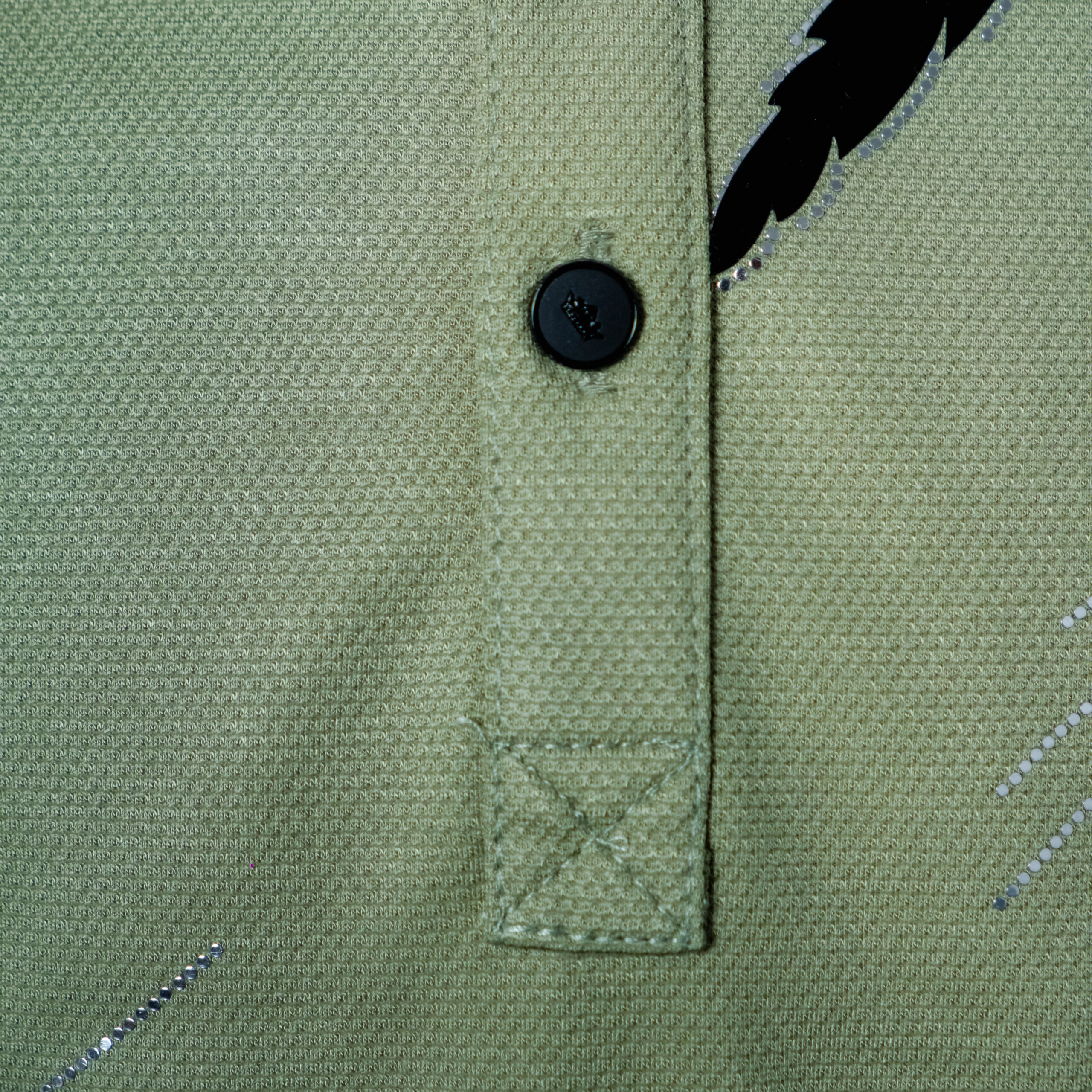 Olive Feather Motif Polo - Image 2